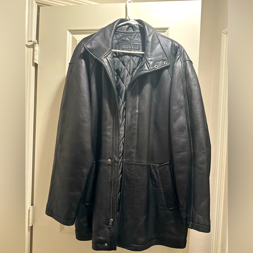 Perry Ellis Portfolio Vintage genuine leather jacket Men size L